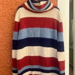 Vintage Pandora Women’s Striped Wool Blend Sweater Unsized Blue Cream Red